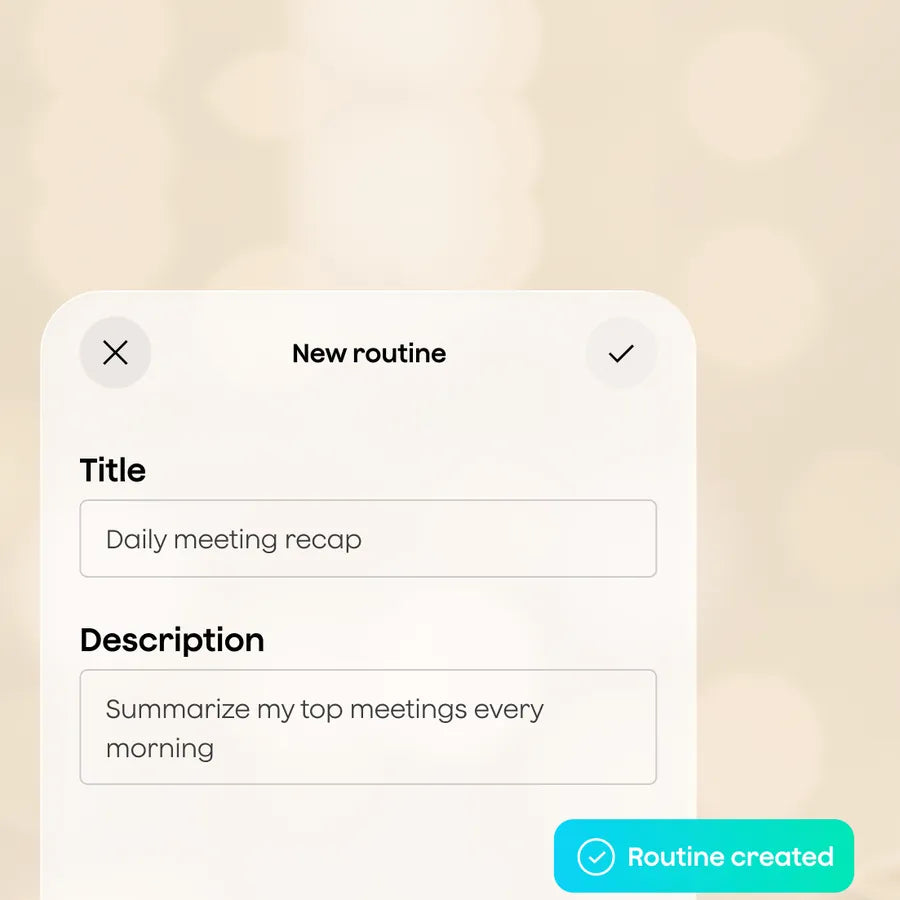 The Plaud App interface shows a new routine titled Daily meeting recap with a Routine created confirmation.