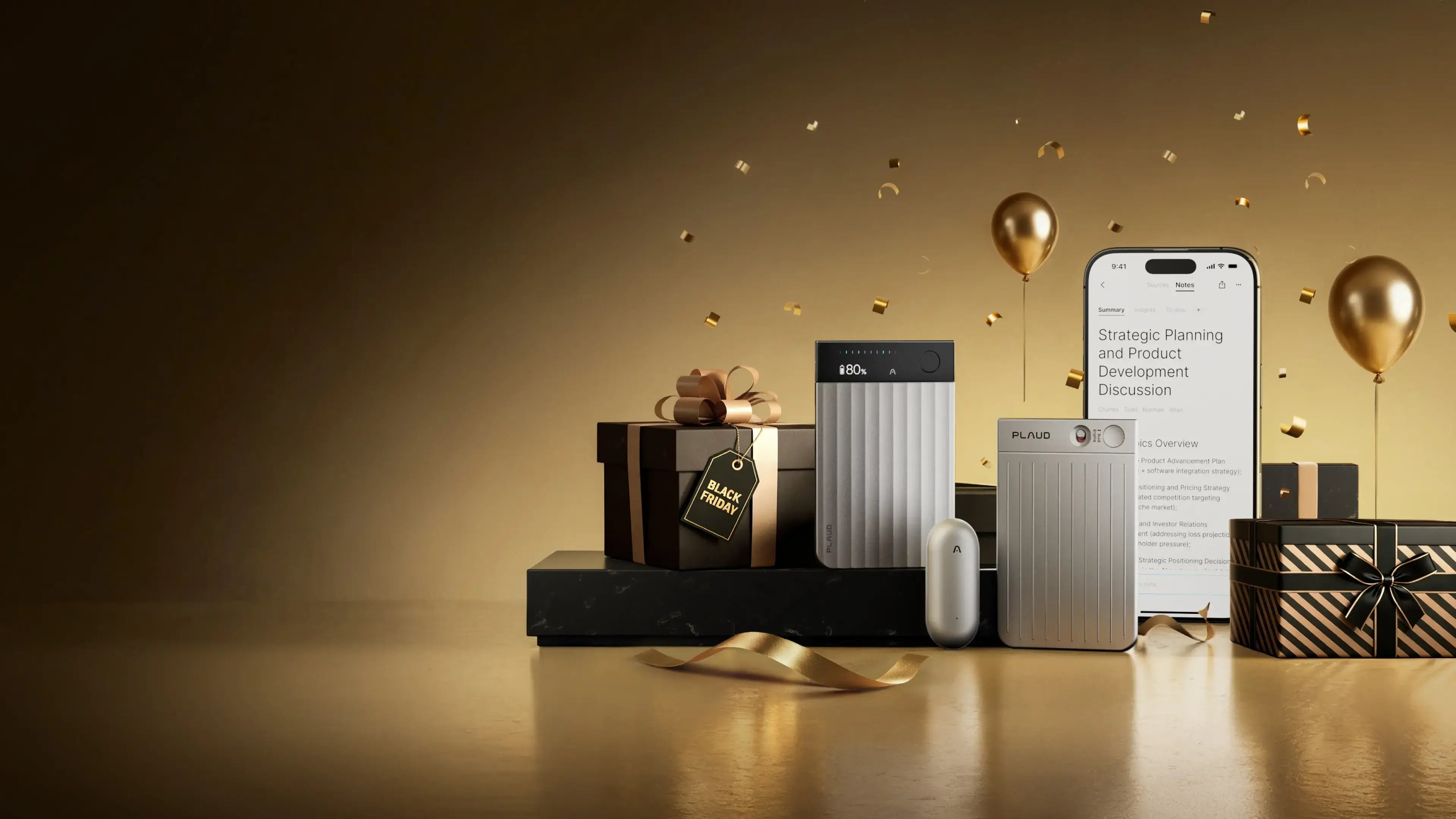 <span class="bfs-desc">Black Friday Sale</span>
<span class="black-friday-sale">
Up to <span class="highlight">20%</span> OFF
</span>
<span class="bfs-desc">
Supercharge Your Note-Taking <br> with Plaud
</span>
<style>
.bfs-desc {
display: block;
font-size: 24px;
font-weight: 400;
}
.black-friday-sale {
font-size: 64px;
line-height: 1.5;
}
.black-friday-sale .highlight {
letter-spacing: -0.02em;
background: linear-gradient(180deg, #F6E2A2 0%, #DEAA65 100%);
-webkit-background-clip: text;
-webkit-text-fill-color: transparent;
background-clip: text;
text-fill-color: transparent;
font-size: 92px;
font-weight: 600;
}
@media screen and (max-width:1600px) {
.black-friday-sale {
font-size: 52px;
}
.black-friday-sale .highlight {
font-size: 72px;
}
}
@media screen and (max-width: 768px) {
.bfs-desc {
font-size: 18px;
}
.black-friday-sale {
font-size: 36px;
}
.black-friday-sale .highlight {
font-size: 56px;
}
}
</style>