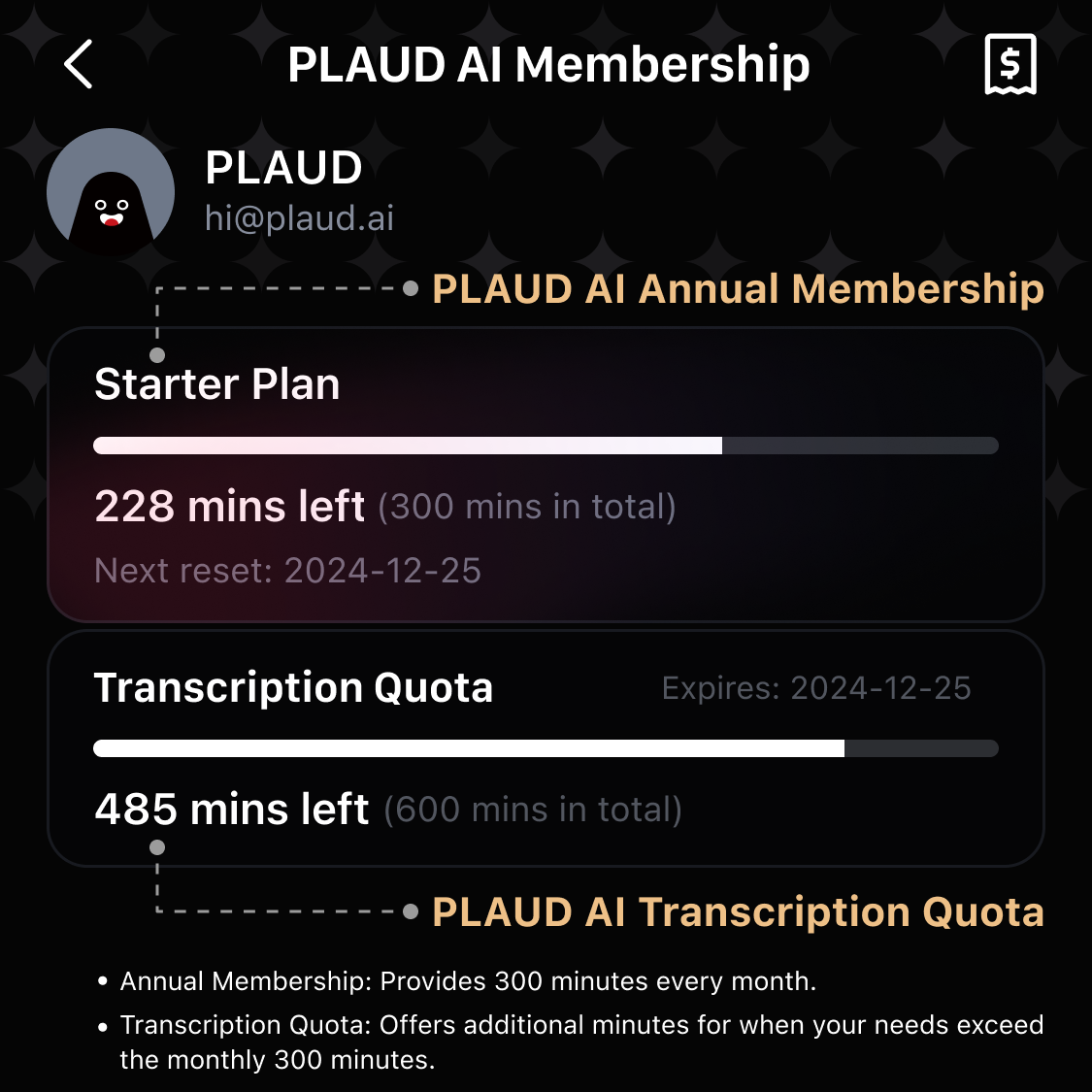 Plaud AI Annual Pro Plan & AI Transcription Quota