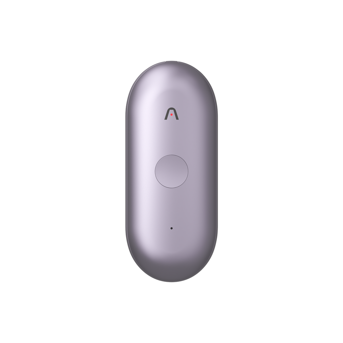 A light purple Plaud NotePin S wearable AI recorder features a round central button and a small chevron logo.