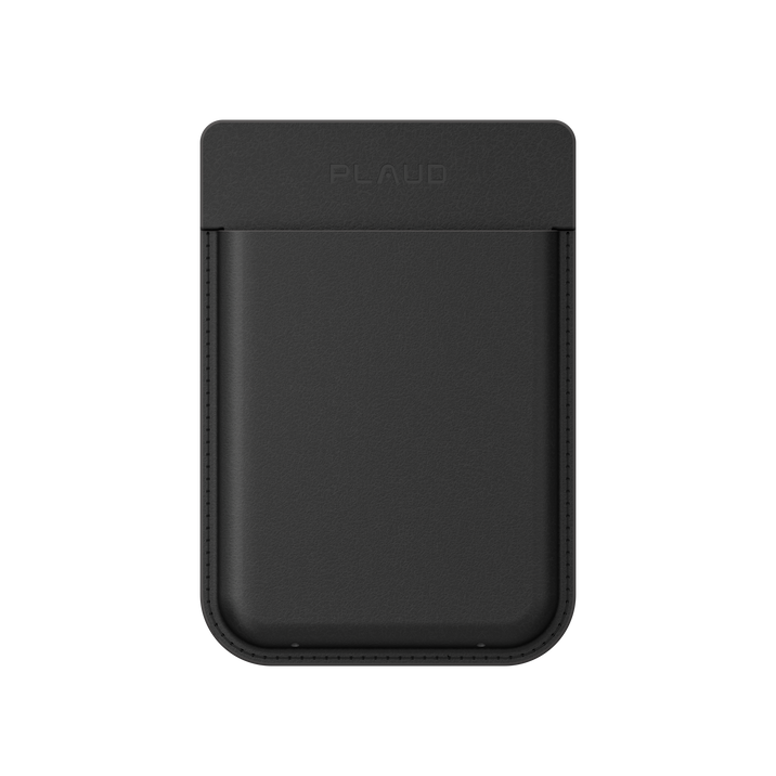 Black textured sleeve for Plaud Note Pro case, with the Plaud logo embossed on the top flap and visible stitching.