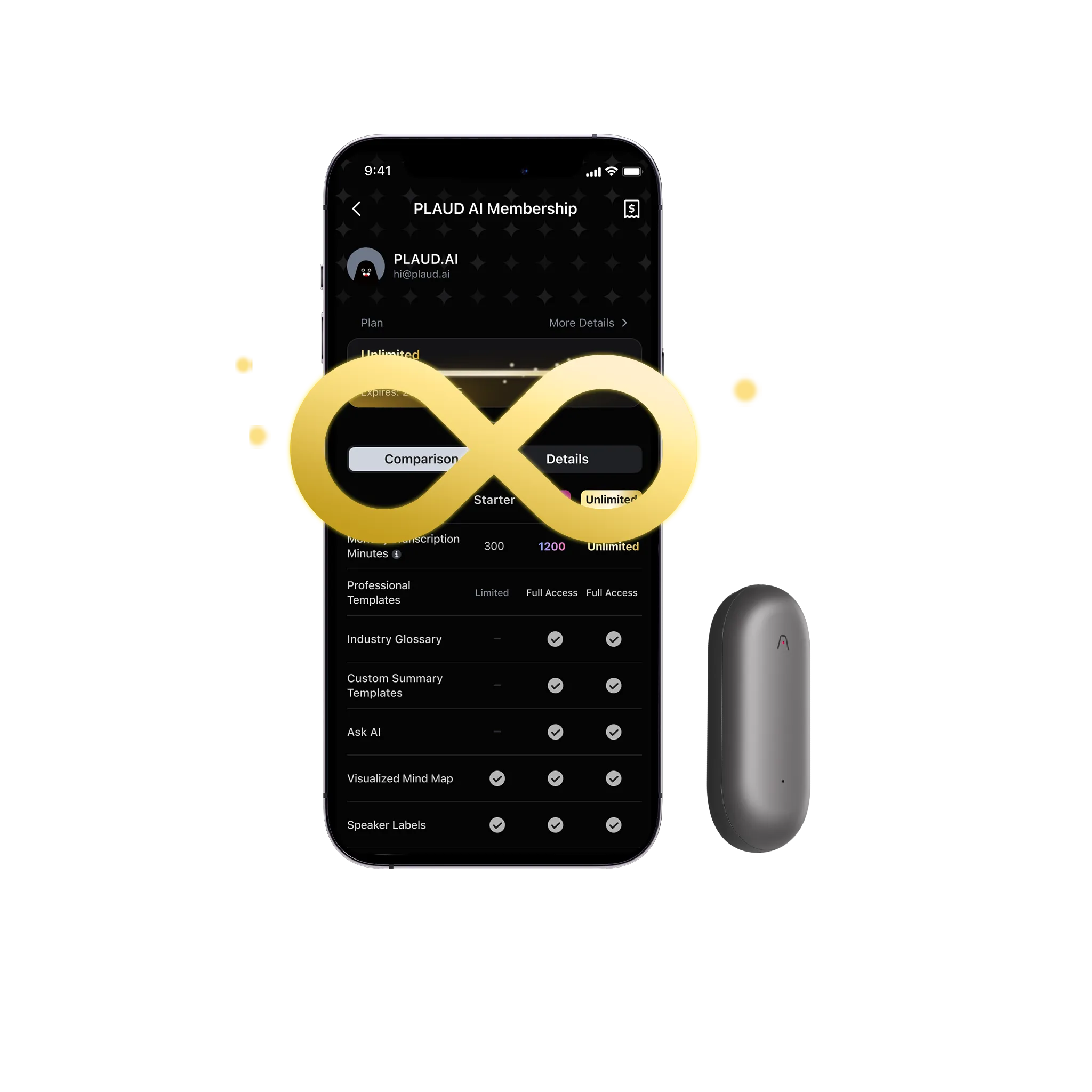 PLAUD NotePin & AI Annual Unlimited Plan
