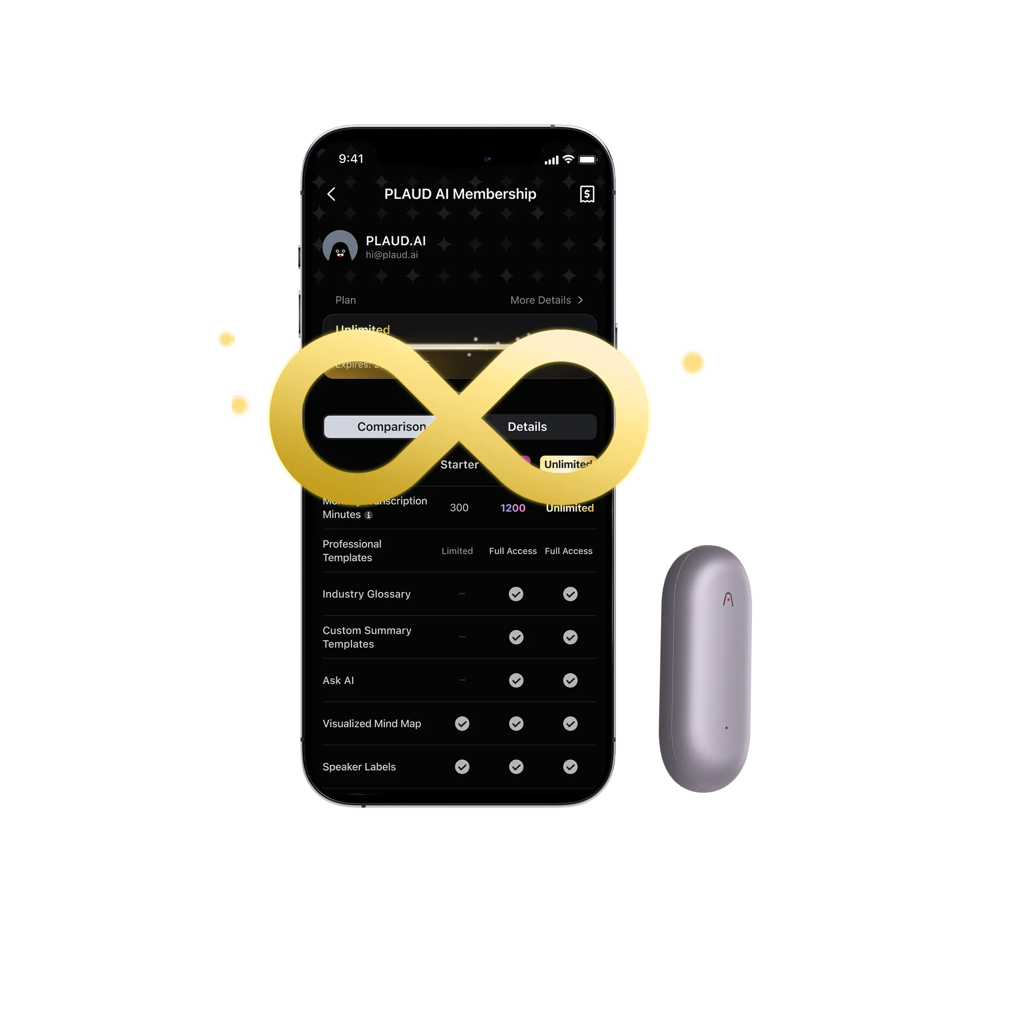 PLAUD NotePin & AI Annual Unlimited Plan