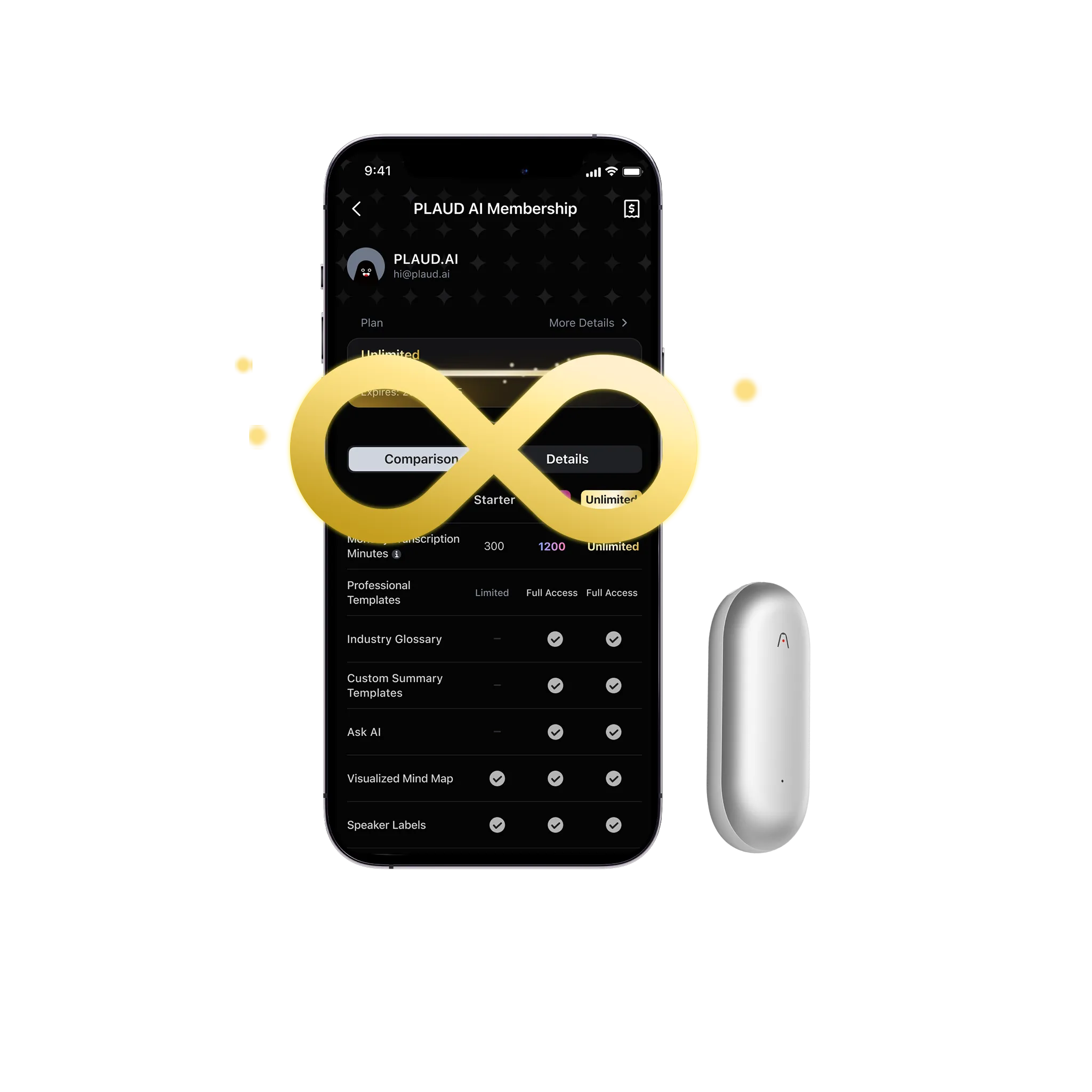 PLAUD NotePin & AI Annual Unlimited Plan