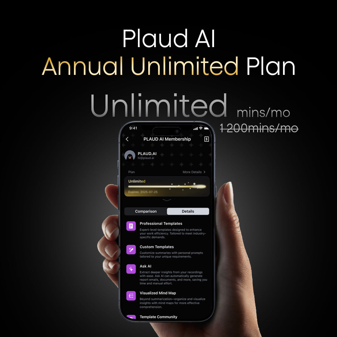 Plaud AI Annual Unlimited Plan | 2 Pack
