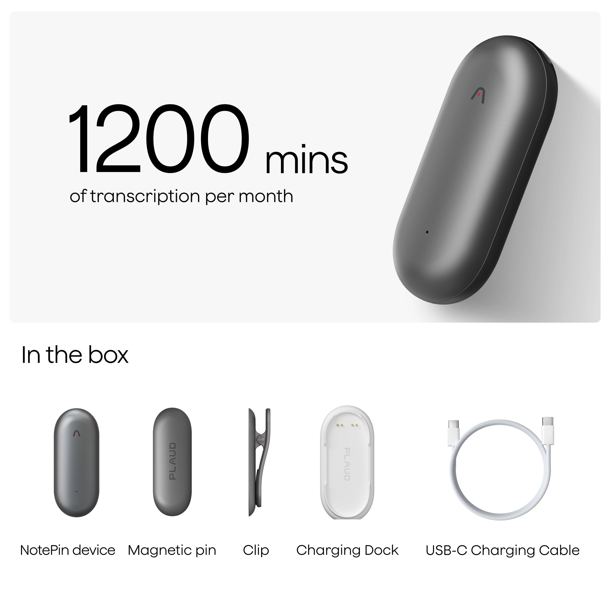 Plaud NotePin & AI Jaarlijks Pro Plan