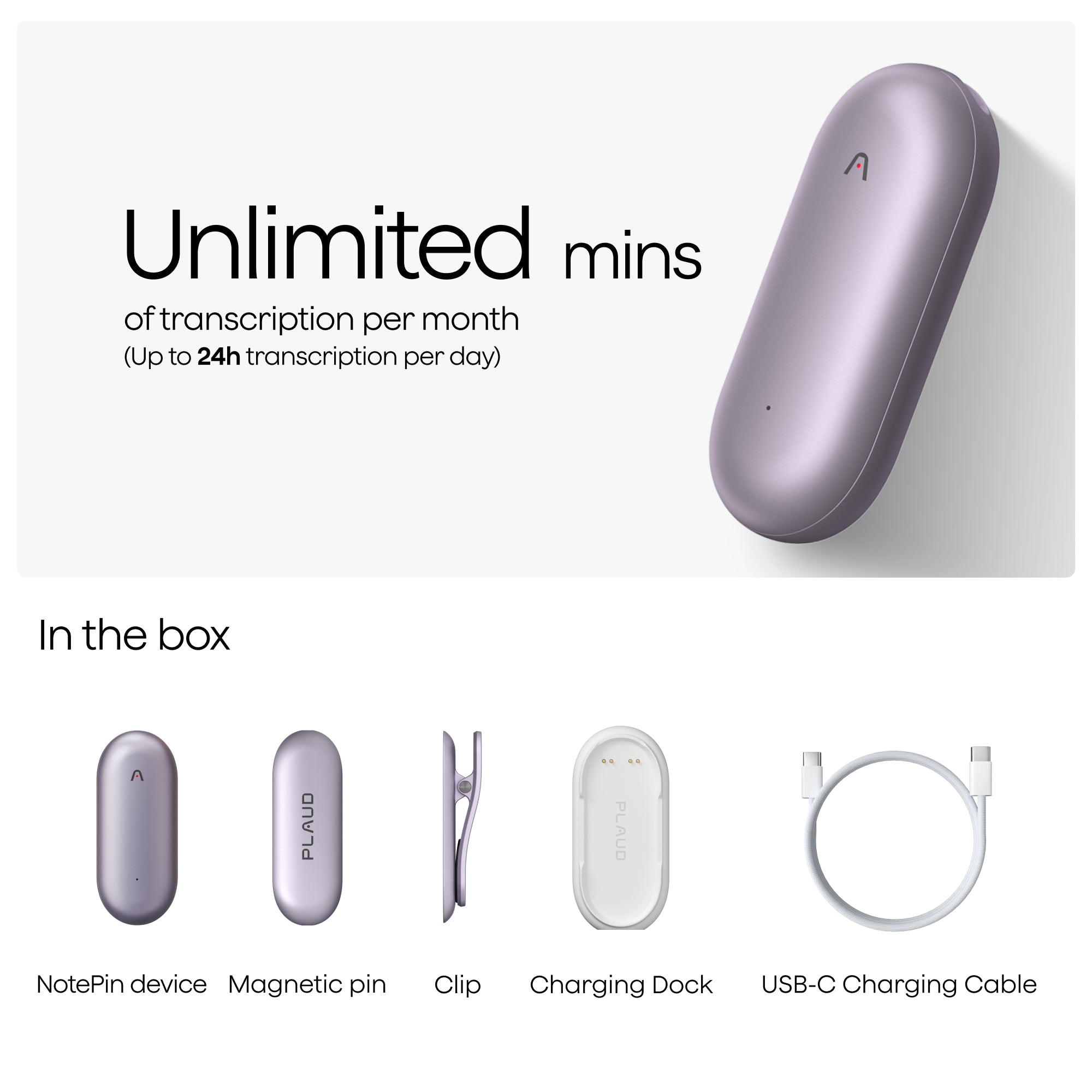 Plaud NotePin & AI Annual Unlimited Plan