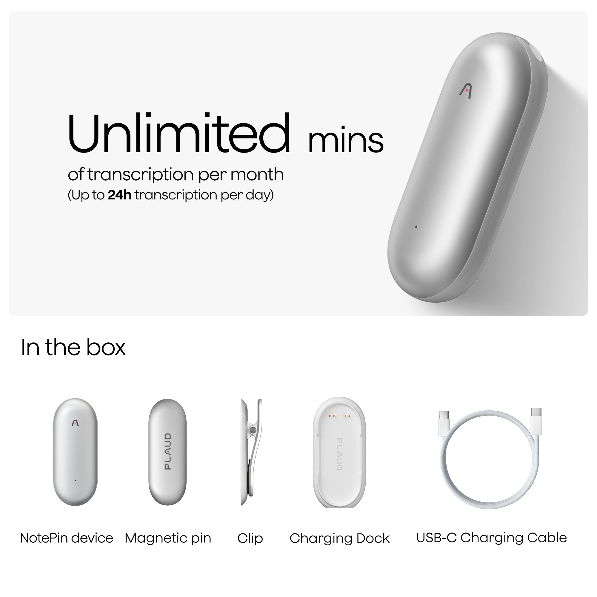 Plaud NotePin & AI Annual Unlimited Plan