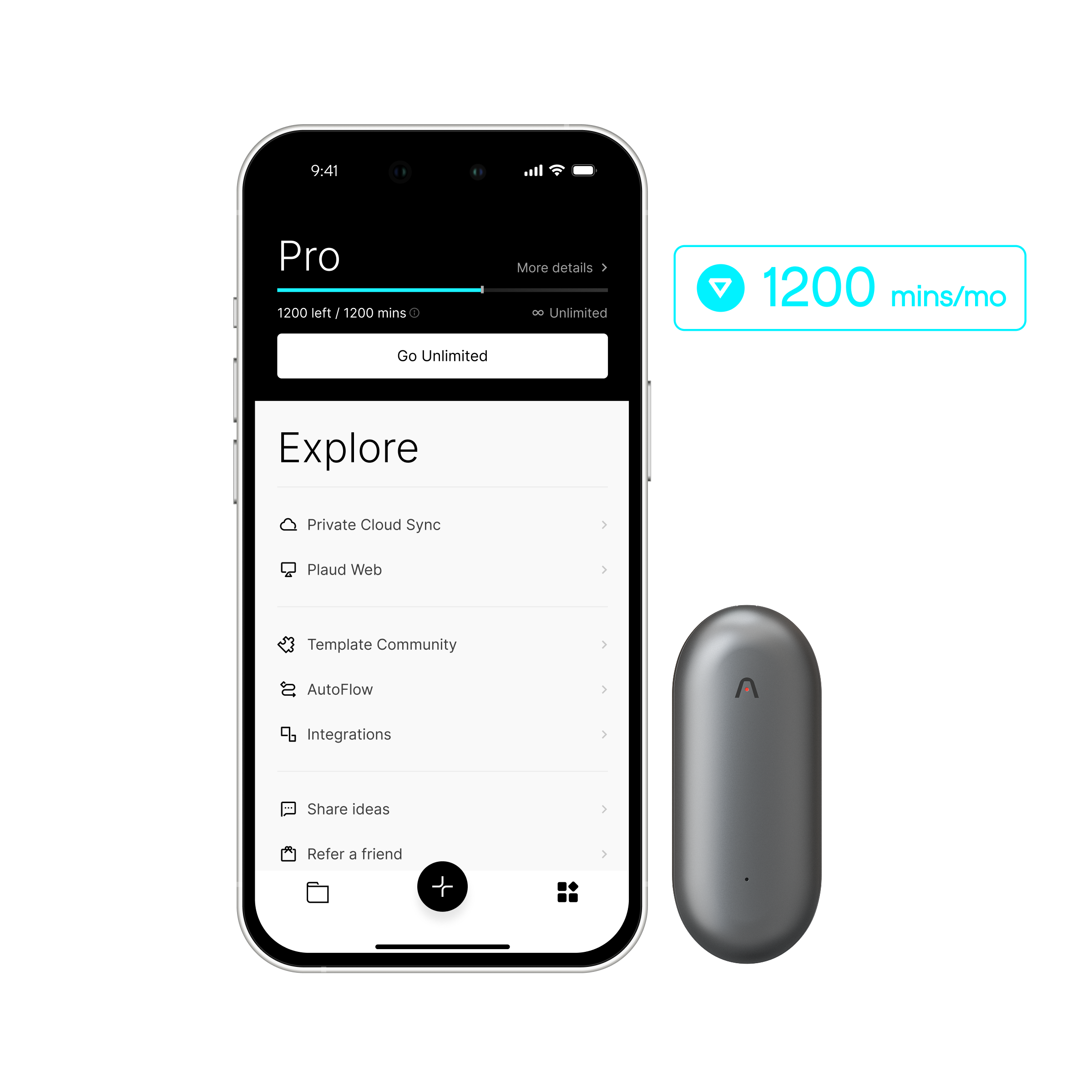 Plaud NotePin & AI Jaarlijks Pro Plan