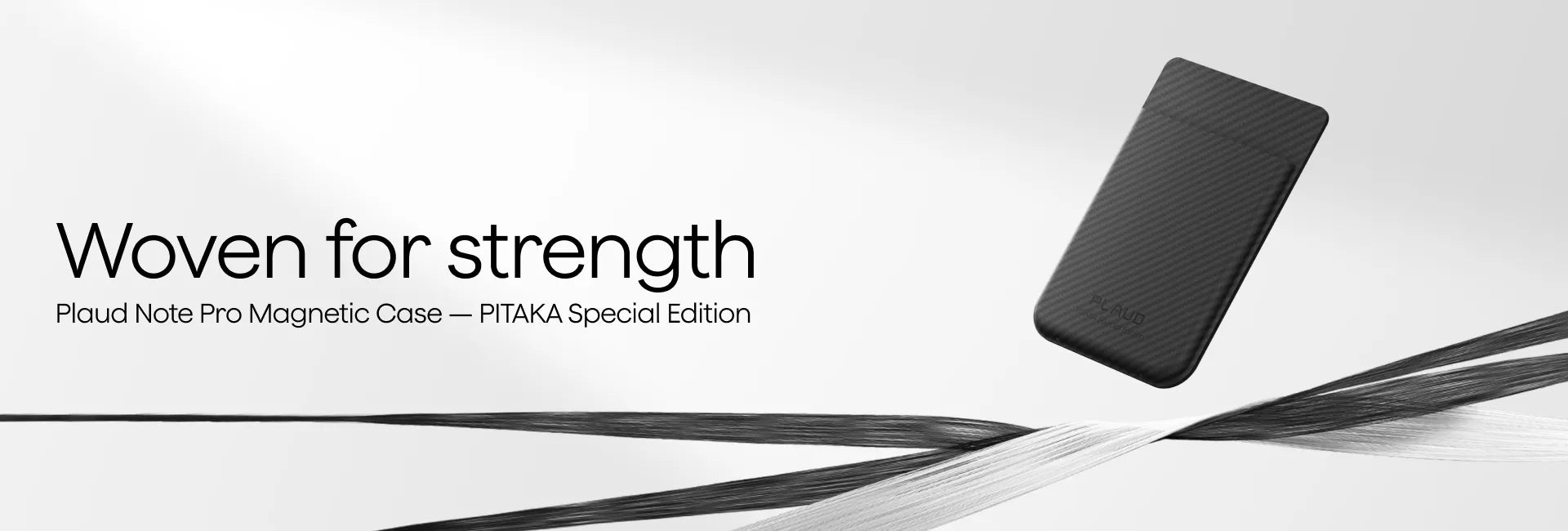 Dark gray Plaud Note Pro Magnetic Case, PITAKA Special Edition, with a woven texture.
