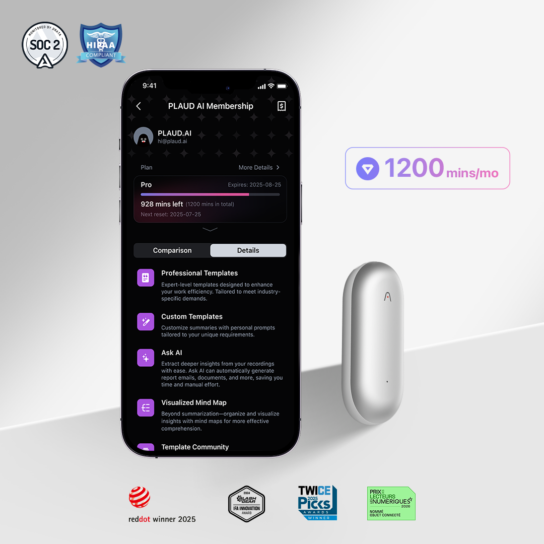 PLAUD NotePin & AI Annual Pro Plan