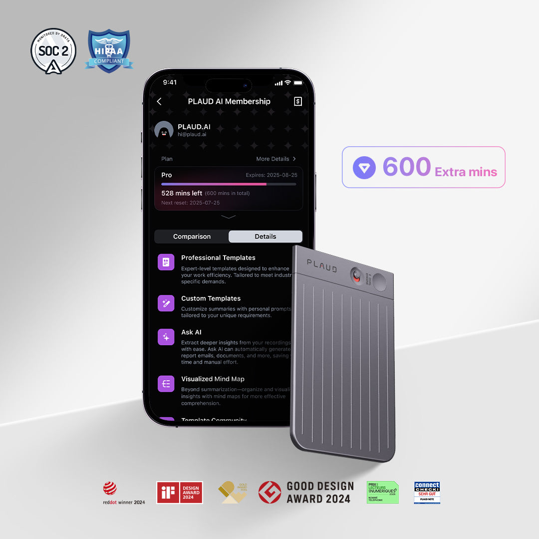 PLAUD NOTE & AI Annual Pro Plan
