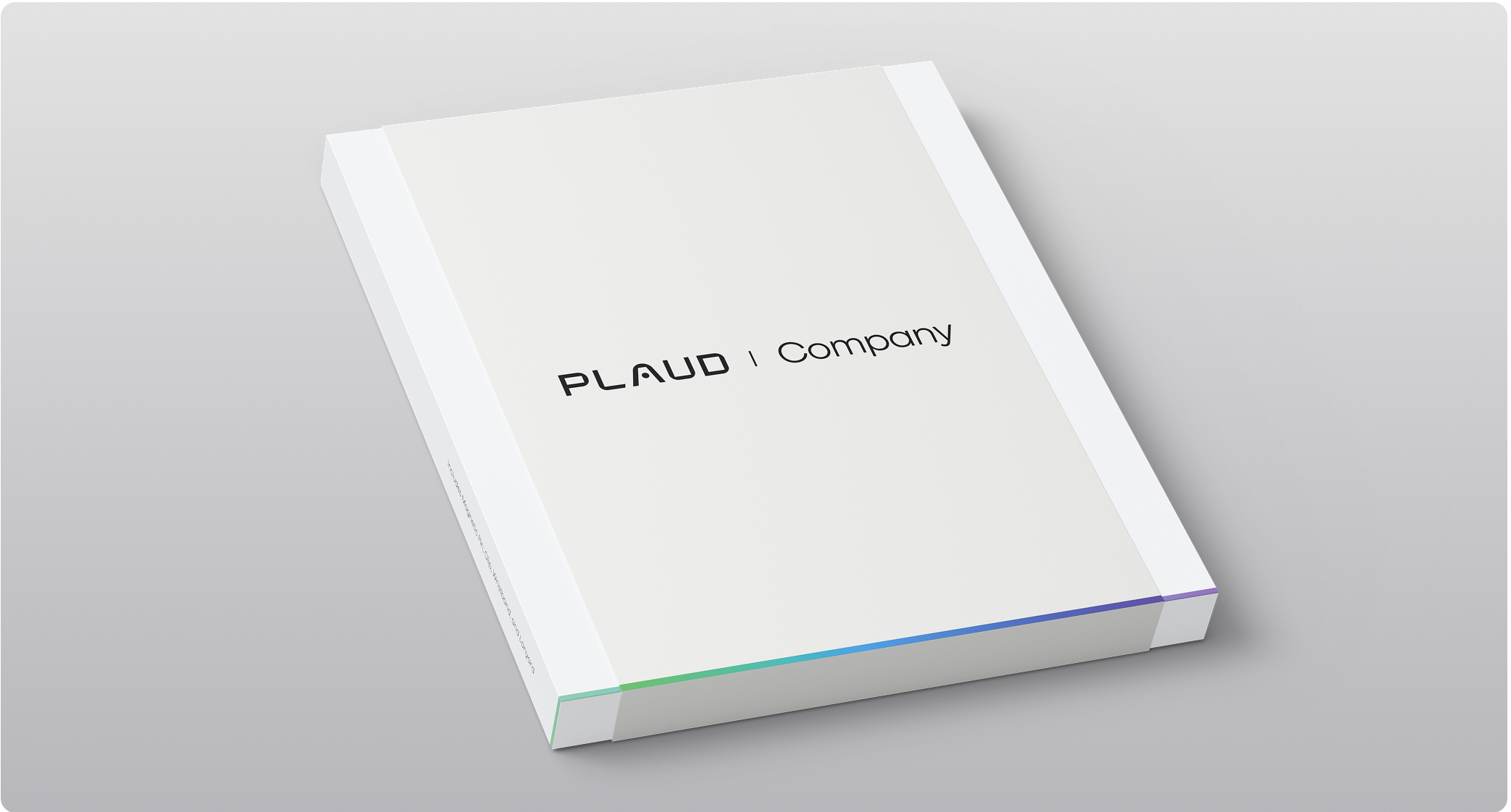 White product box with 'PLAUD | Company' logo on top and a colorful gradient along the bottom edge.