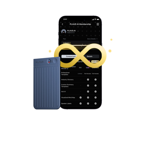 PLAUD NOTE & 2 AI Annual Unlimited Plan
