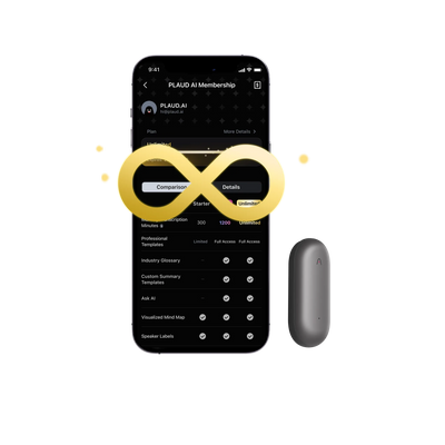 PLAUD NotePin & AI Jaarlijks Onbeperkt Plan 