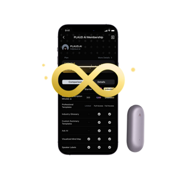 PLAUD NotePin & AI Jaarlijks Onbeperkt Plan 