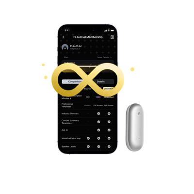 PLAUD NotePin & AI Jaarlijks Onbeperkt Plan 
