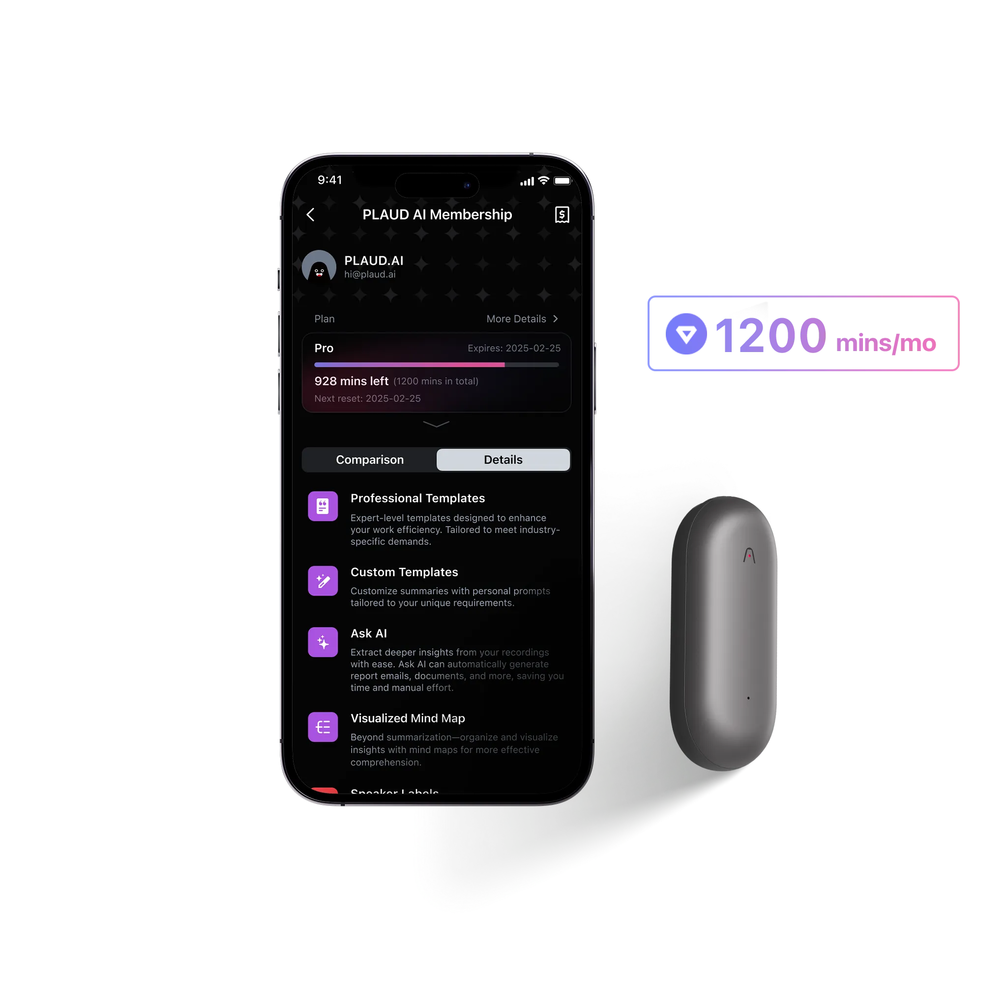 PLAUD NotePin & AI Annual Pro Plan