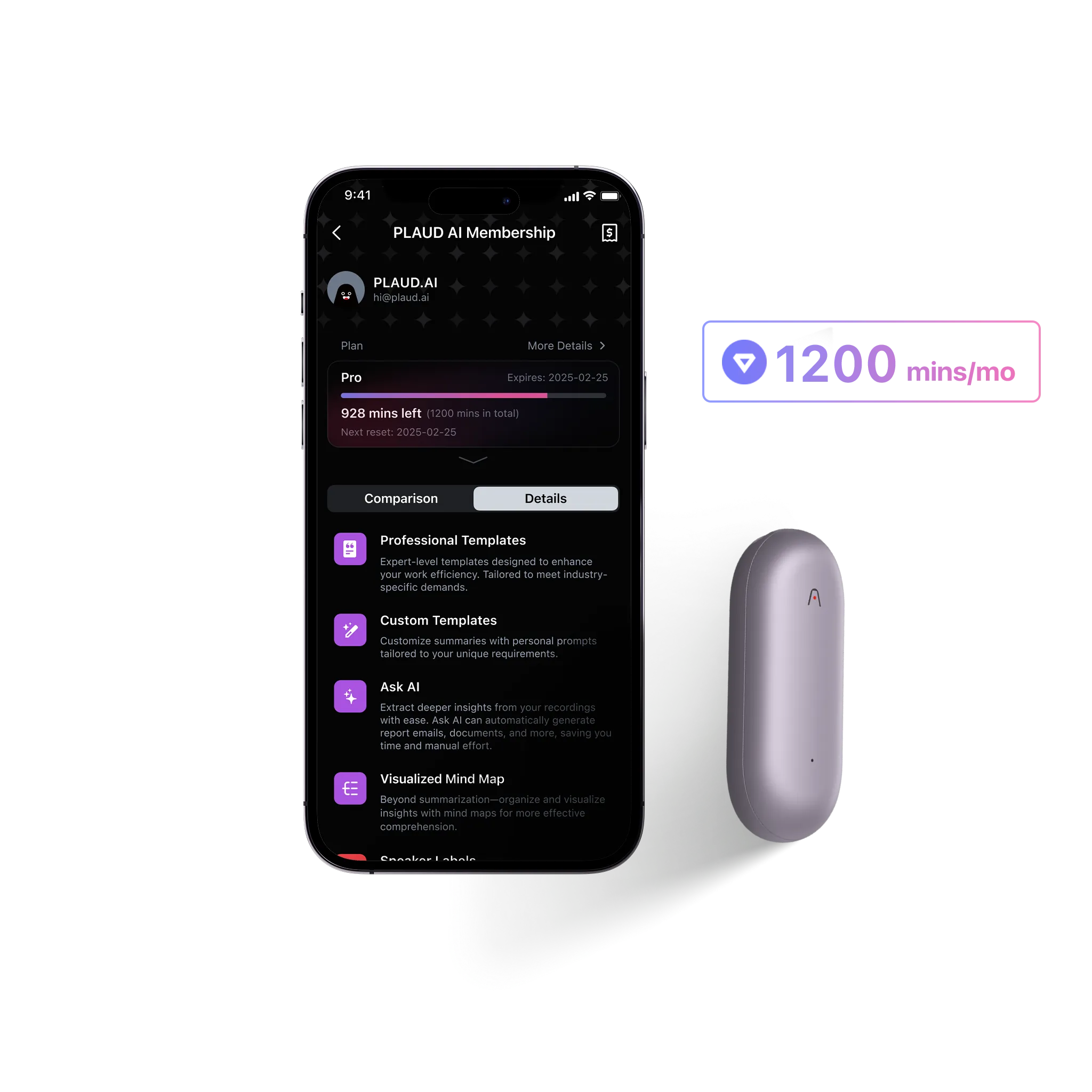 PLAUD NotePin & AI Annual Pro Plan
