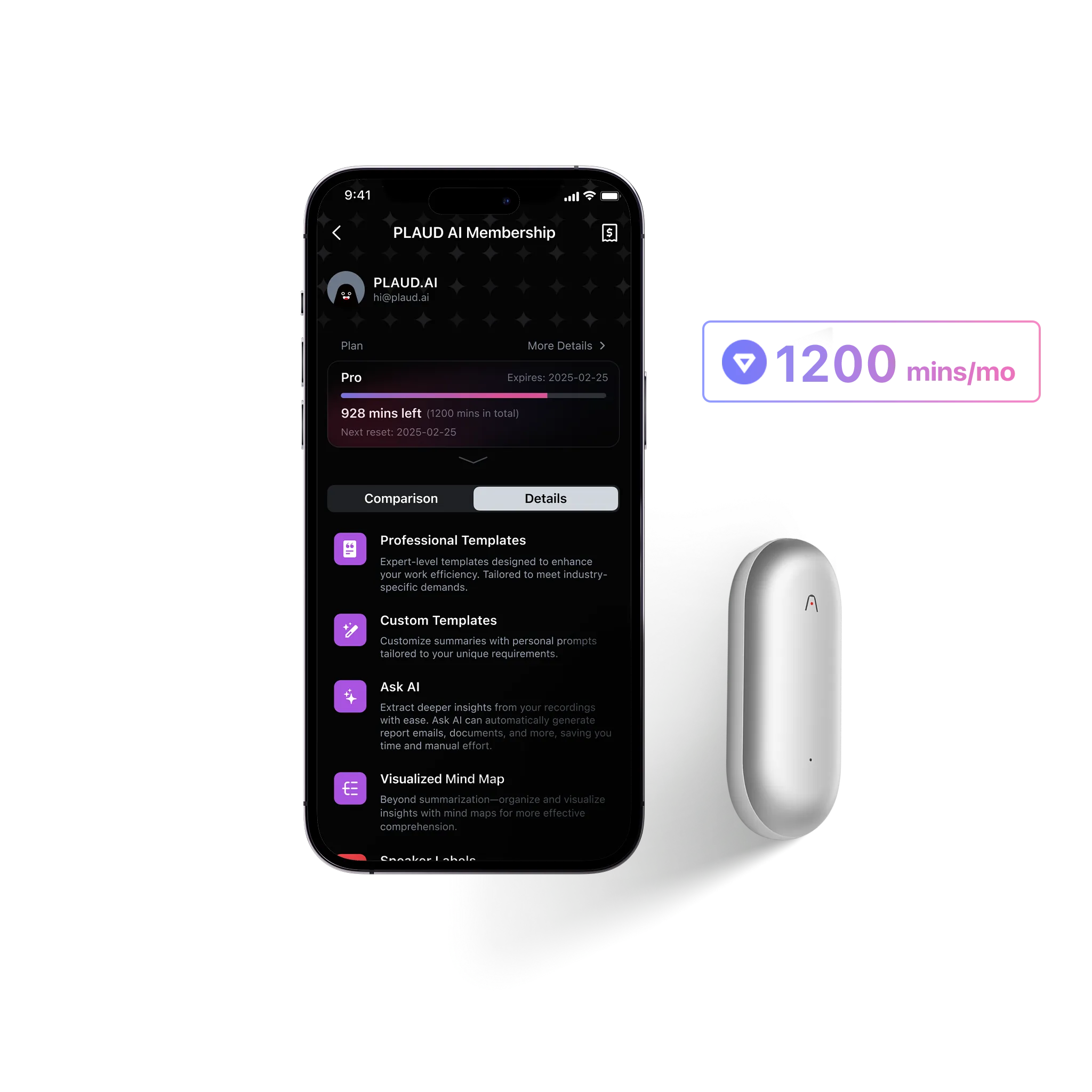 PLAUD NotePin & AI Annual Pro Plan