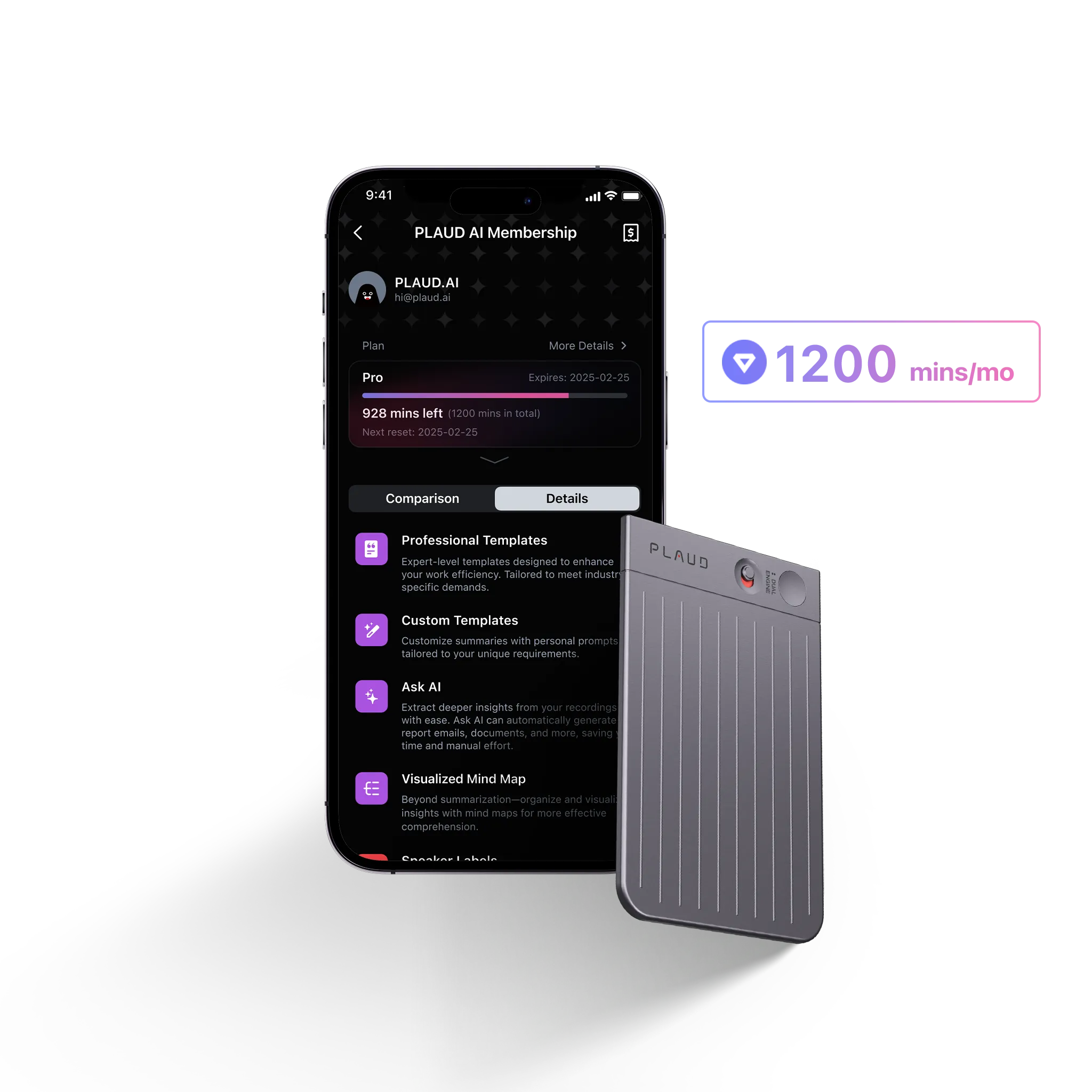 PLAUD NOTE & AI Annual Pro Plan