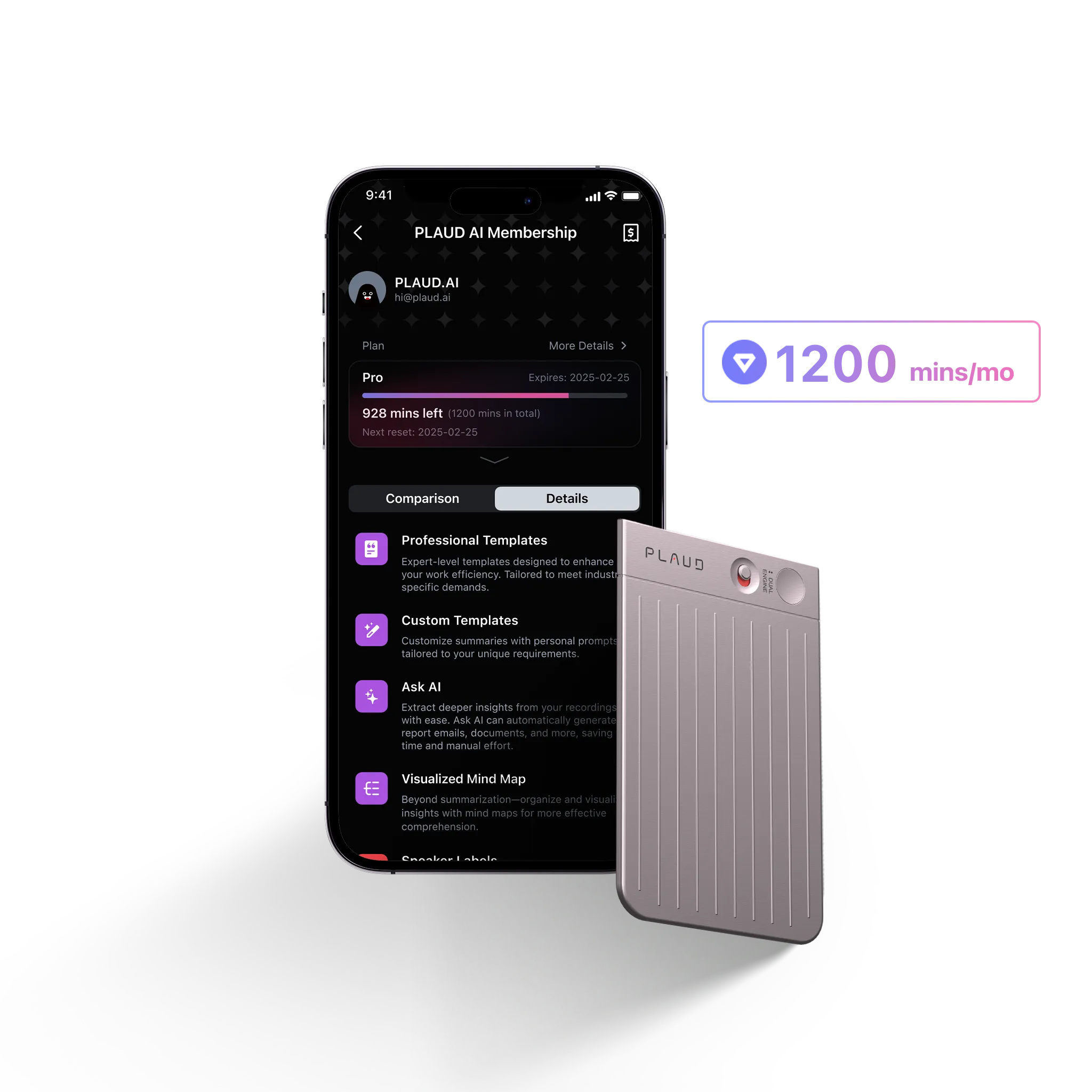 PLAUD NOTE & AI Annual Pro Plan