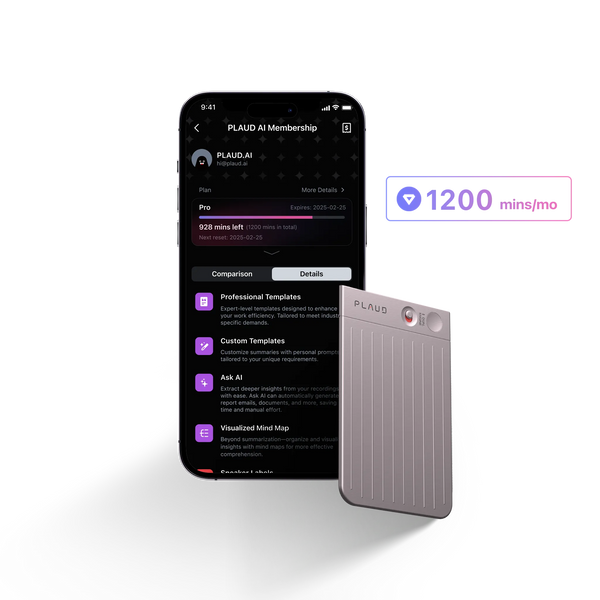 PLAUD NOTE &amp; AI Jaarlijks Pro Plan
