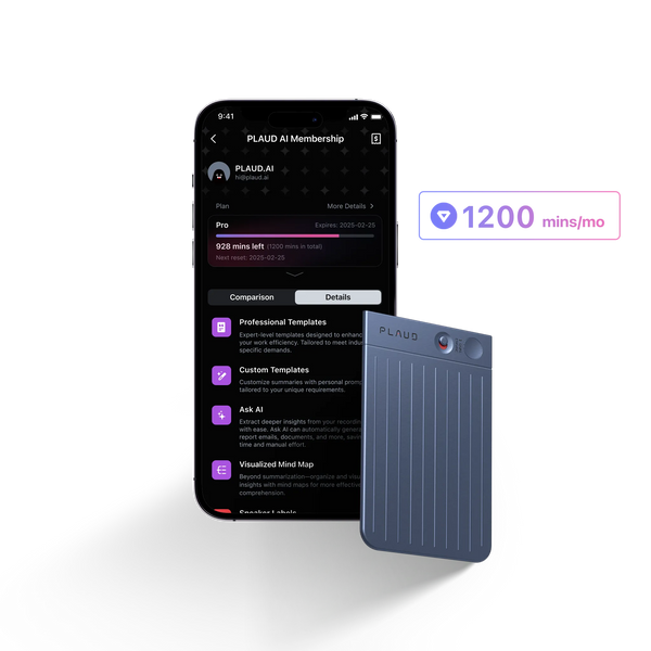 PLAUD NOTE &amp; AI Jaarlijks Pro Plan
