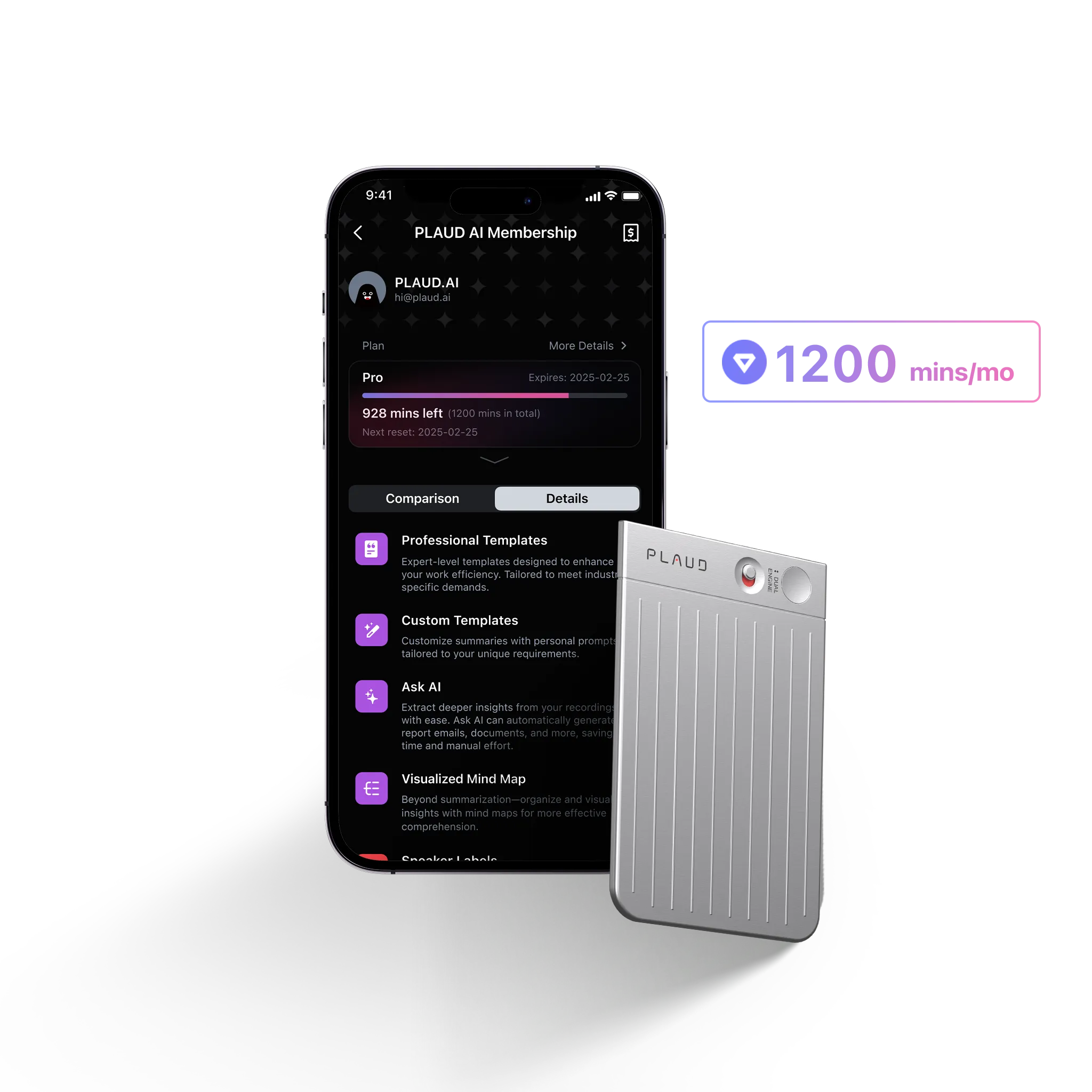 PLAUD NOTE & AI Annual Pro Plan