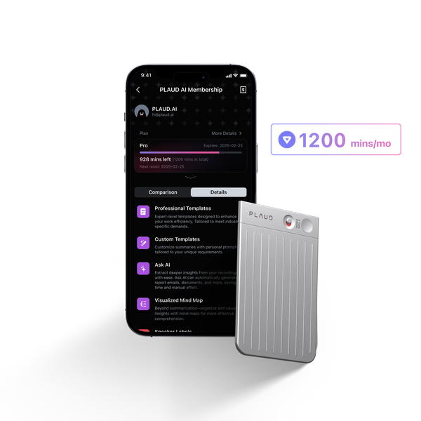 PLAUD NOTE &amp; AI Jaarlijks Pro Plan
