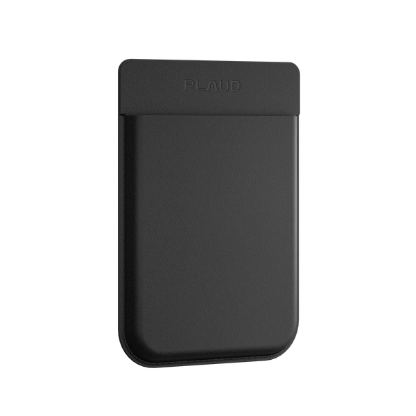 Black Plaud Note AI voice recorder, card-shaped with embossed Plaud logo.