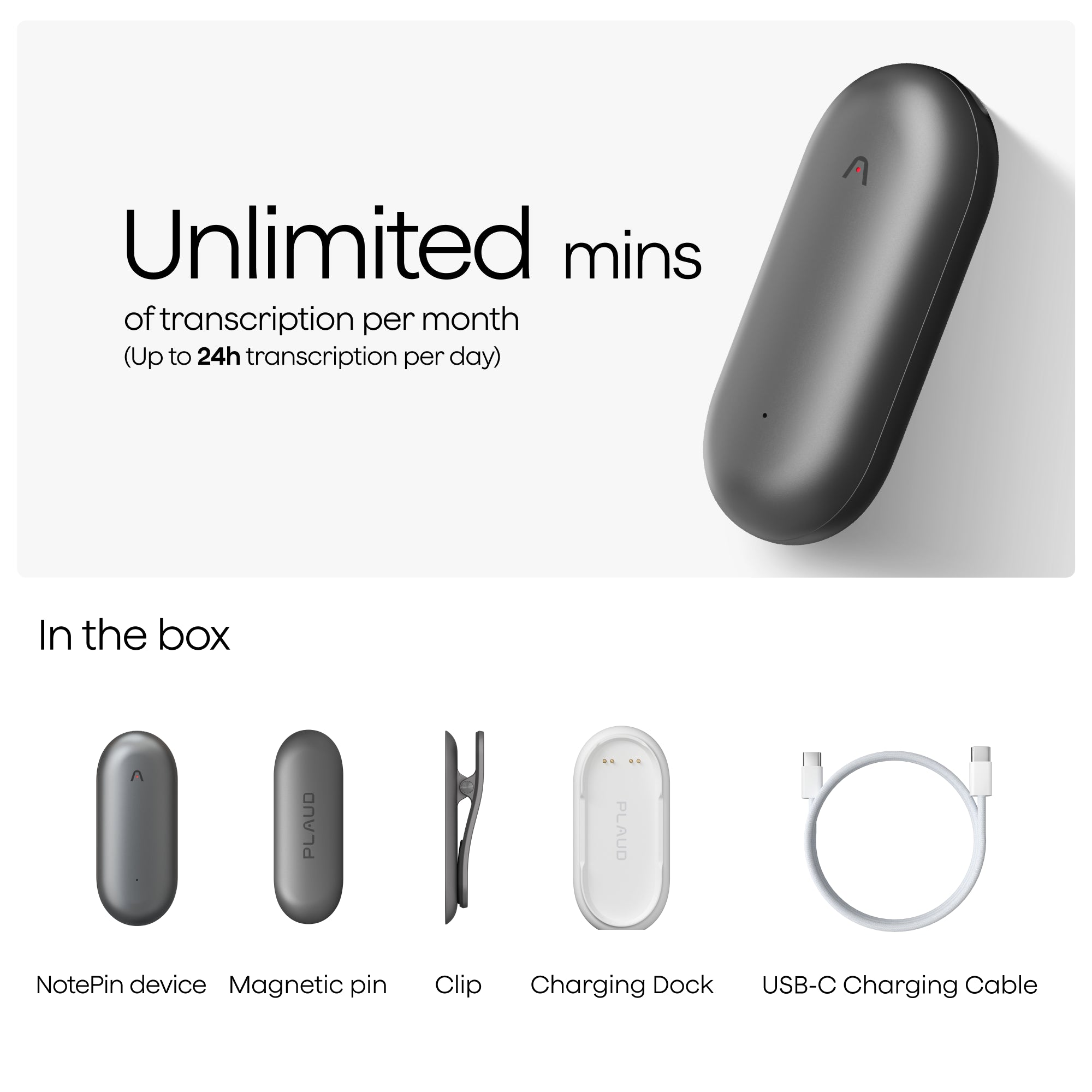 Plaud NotePin & AI Annual Unlimited Plan