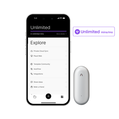 Plaud NotePin & AI Jaarlijks Onbeperkt Plan