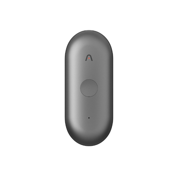 Gray Plaud NotePin S with a circular button and red Plaud logo.
