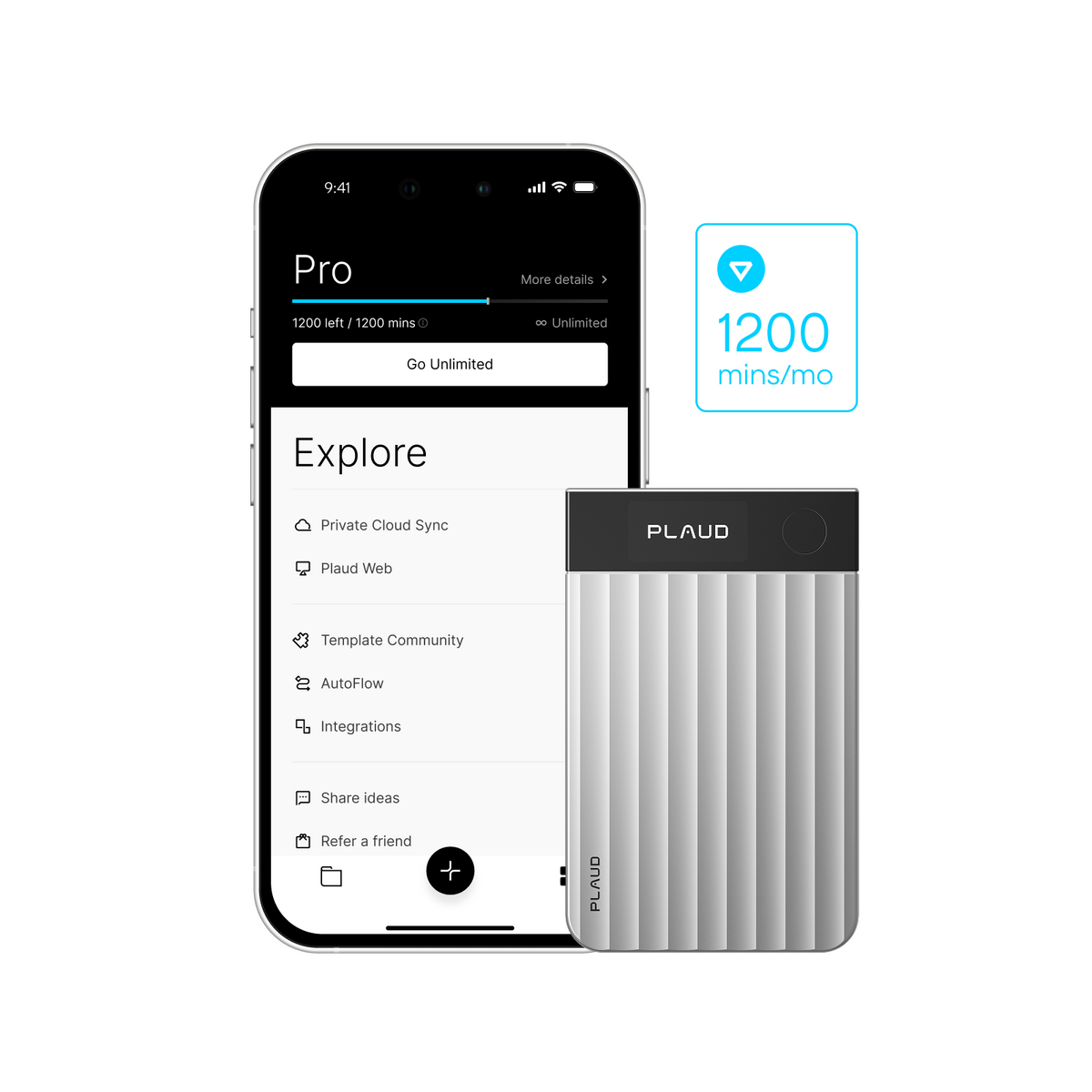 Produktbild von PLAUD Note KI-Sprachassistent – Rosegold, 64GB Speicher, Li-Ion Akku – Notizen & Transkription Per AI