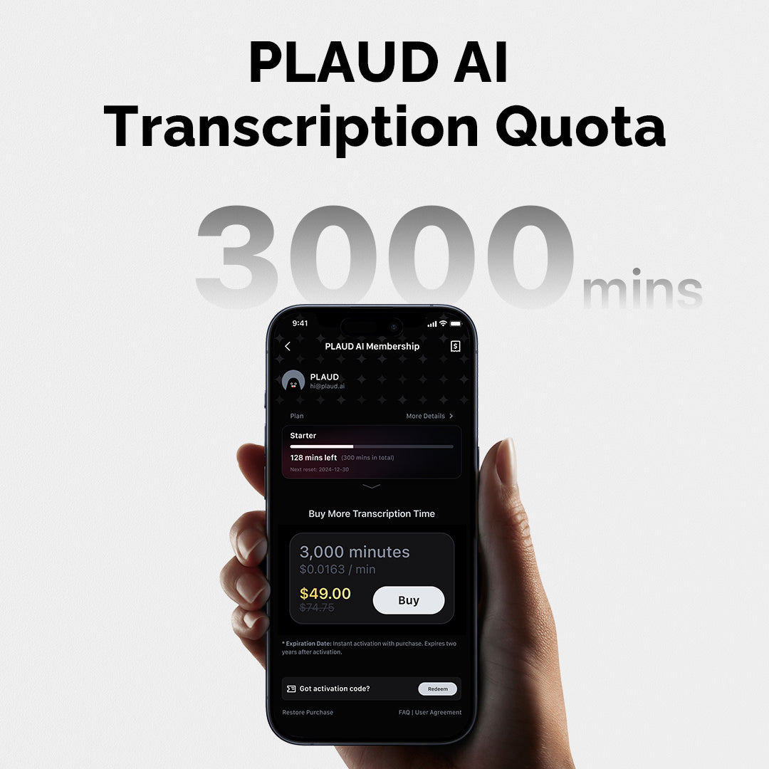 Cuota de transcripción de PLAUD AI (6000 minutos) 