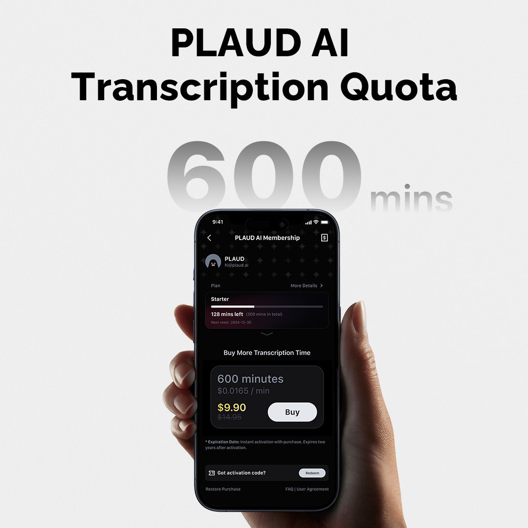 Cuota de transcripción de PLAUD AI (6000 minutos) 